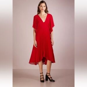 CLUB MONACO Red Pleated Dress